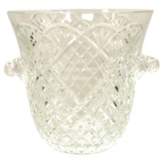 Vintage Heavy Diamond Cut Lead Crystal Glass Ice Bucket, Etched