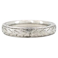 Vintage Heavy Engraved Platinum Band, Wedding Ring, Size 5.75