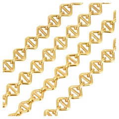 Vintage Heavy Fancy Link-Textured 18K Yellow Gold Necklace 31.5 inches