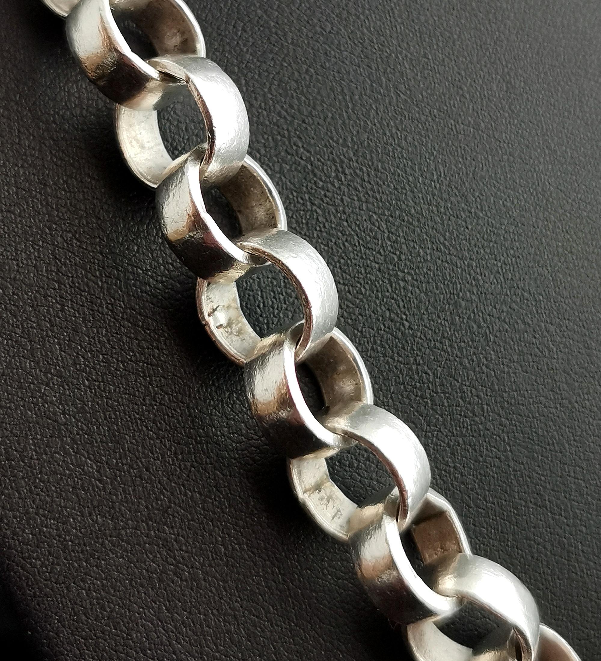 Vintage Heavy Fine Silver Rolo Link Chain Necklace 2