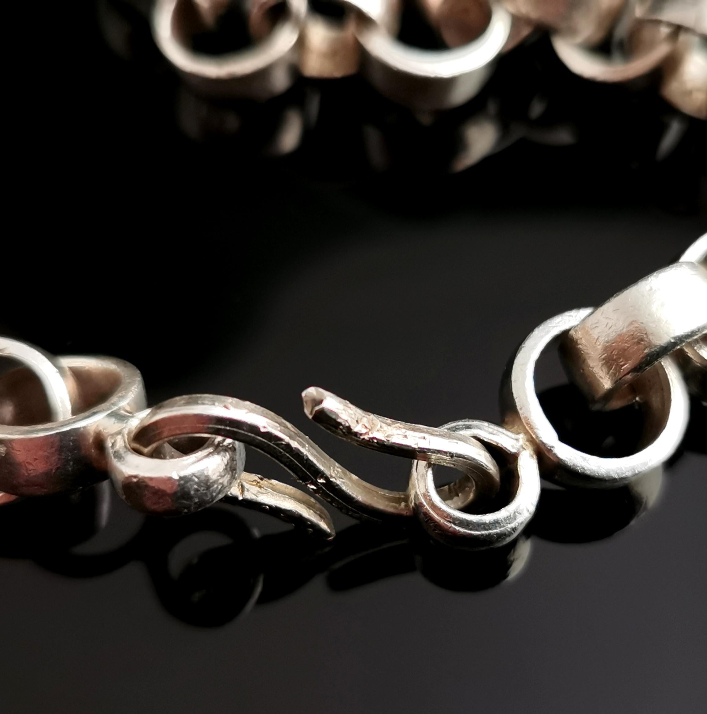 Women's or Men's Vintage Heavy Fine Silver Rolo Link Chain Necklace