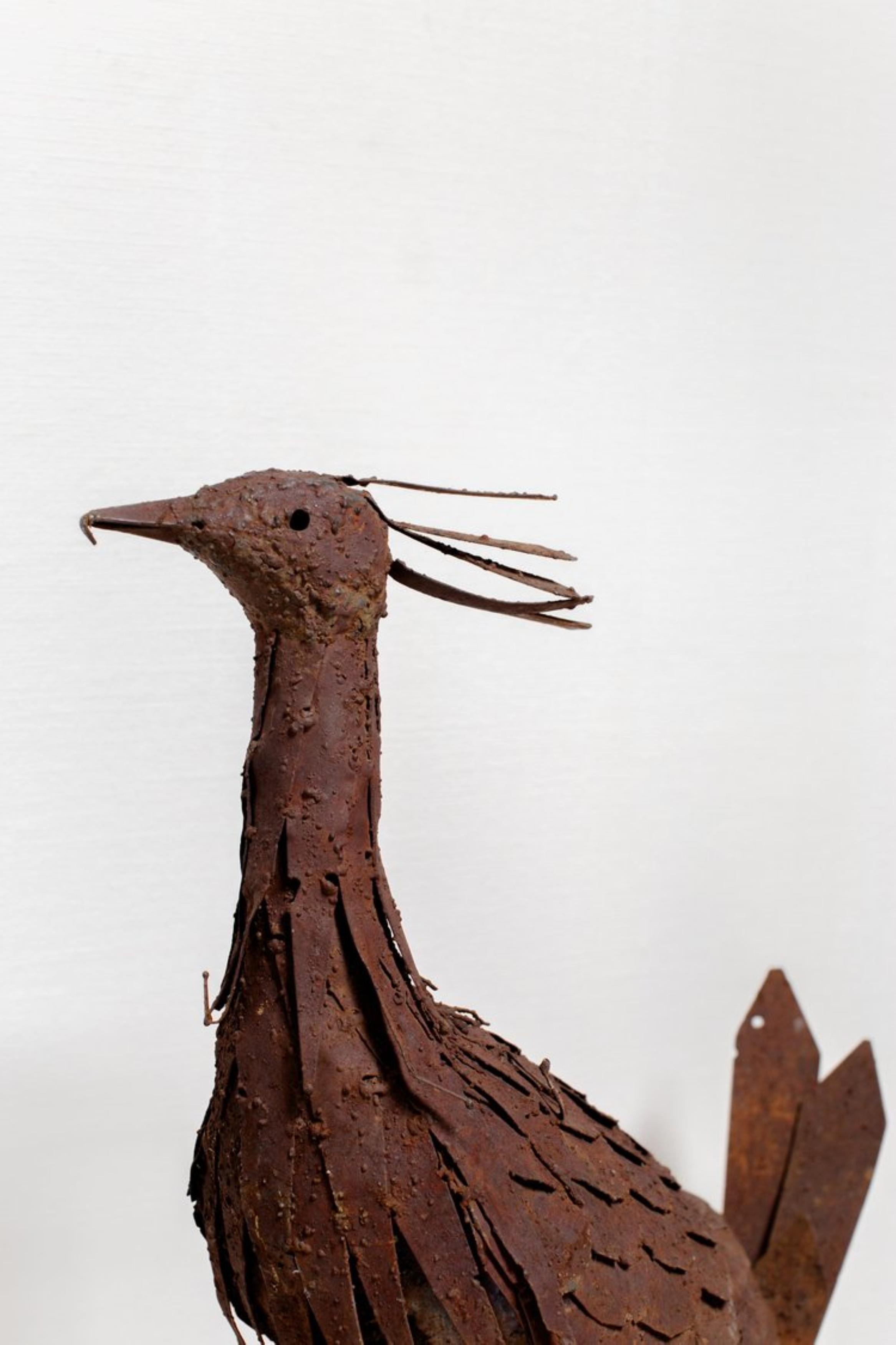 Mid-Century Modern Vintage Heavy-Gauge Metal Peacock For Sale