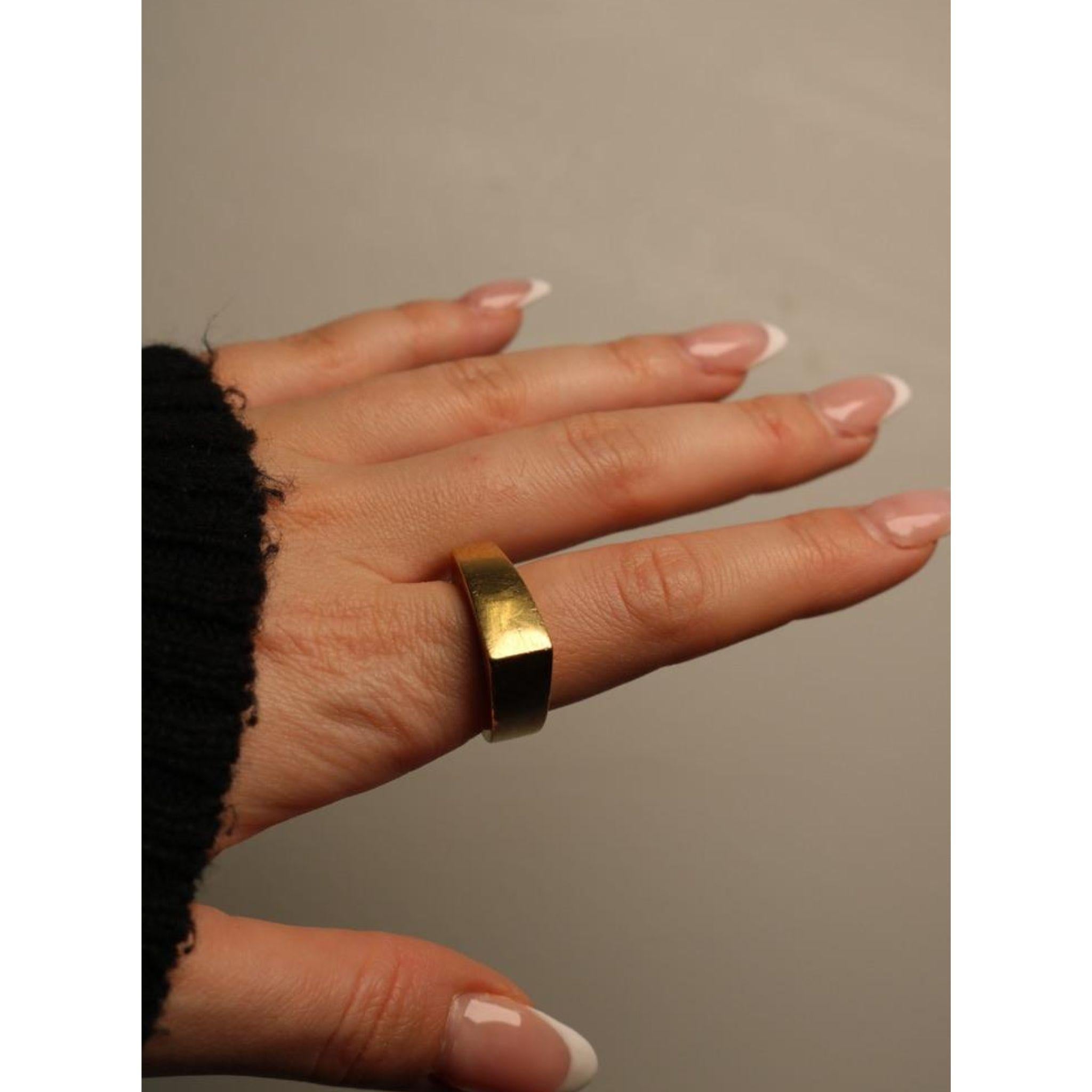 Vintage Heavy George Jensen Modernist 18K Yellow Gold Bar Ring 8