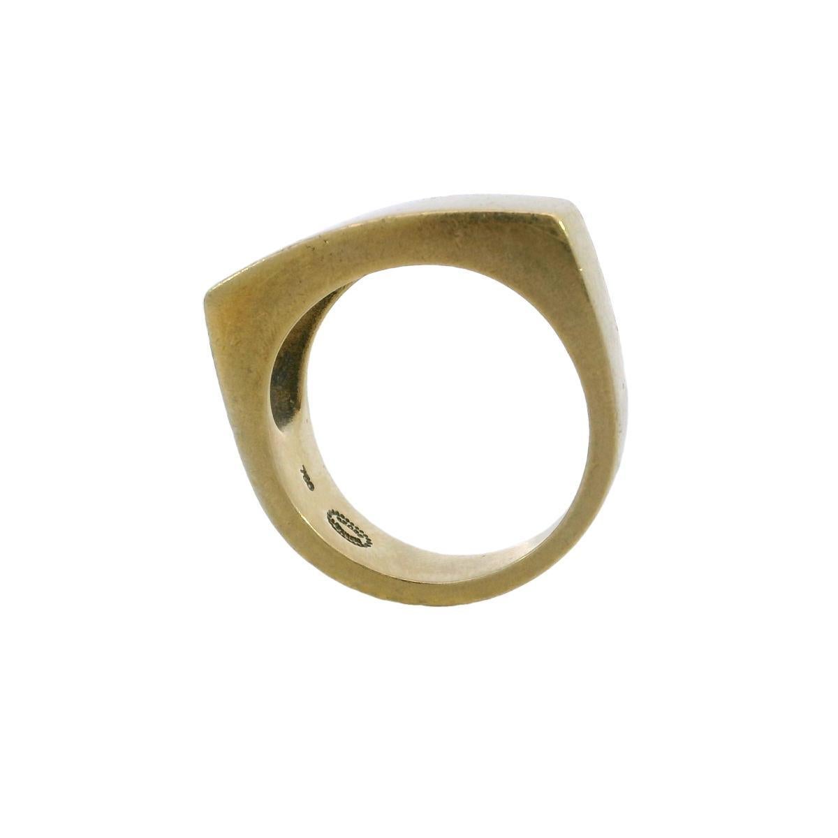 Vintage Heavy George Jensen Modernist 18K Yellow Gold Bar Ring 2