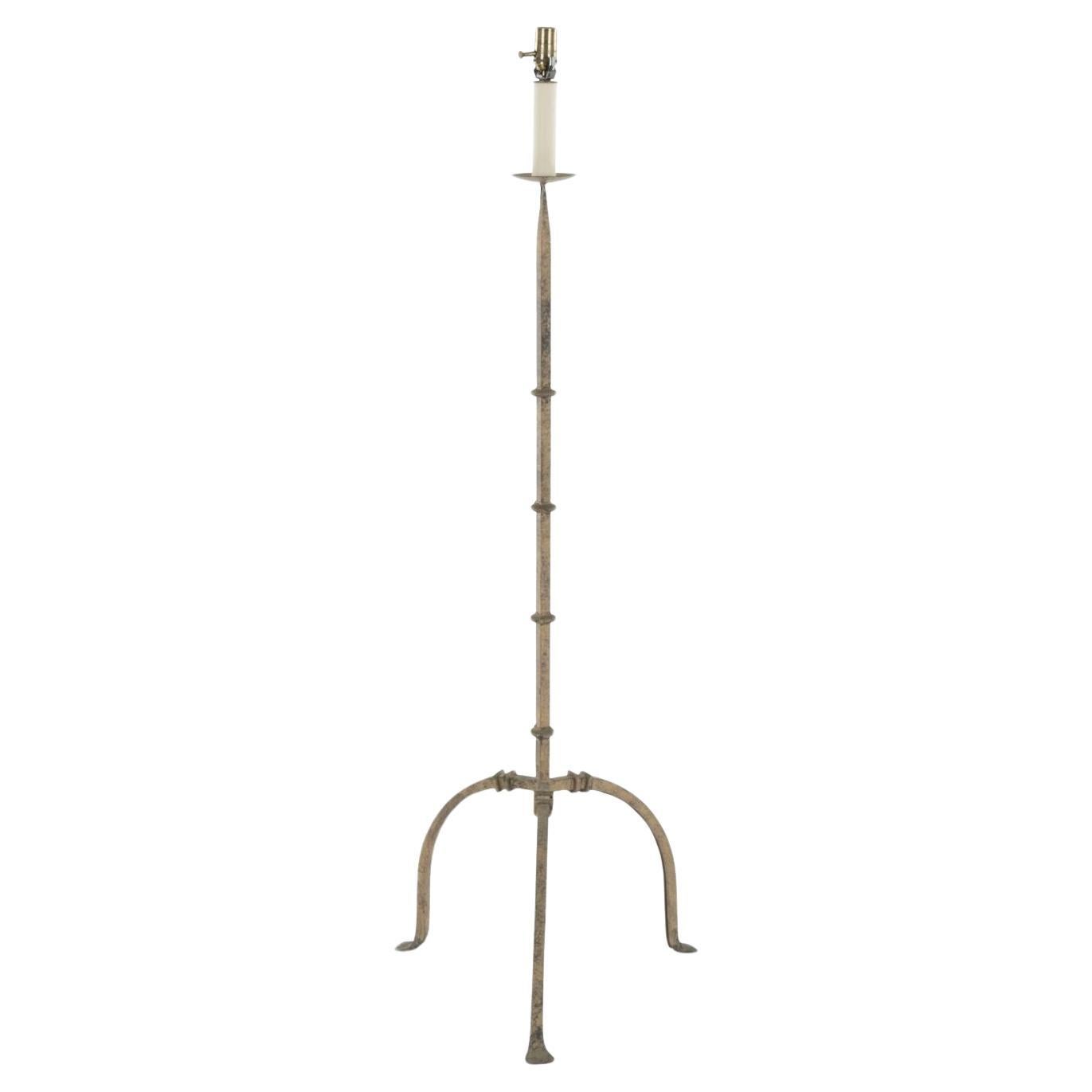 Vintage Heavy Gilt-Iron Floor Lamp