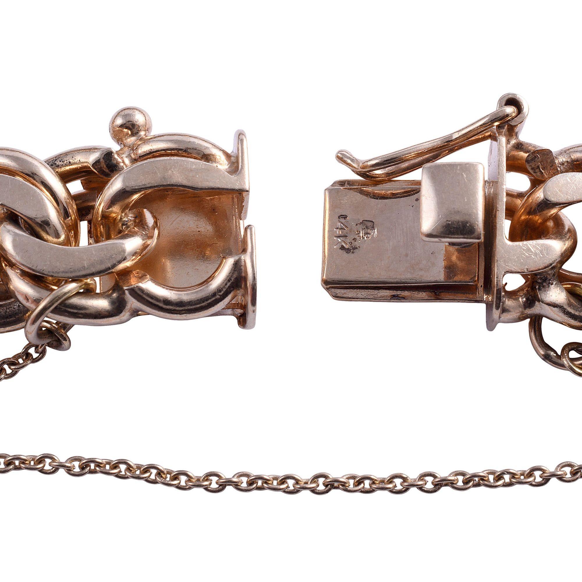 Vintage Heavy Gold Link Bracelet For Sale 1