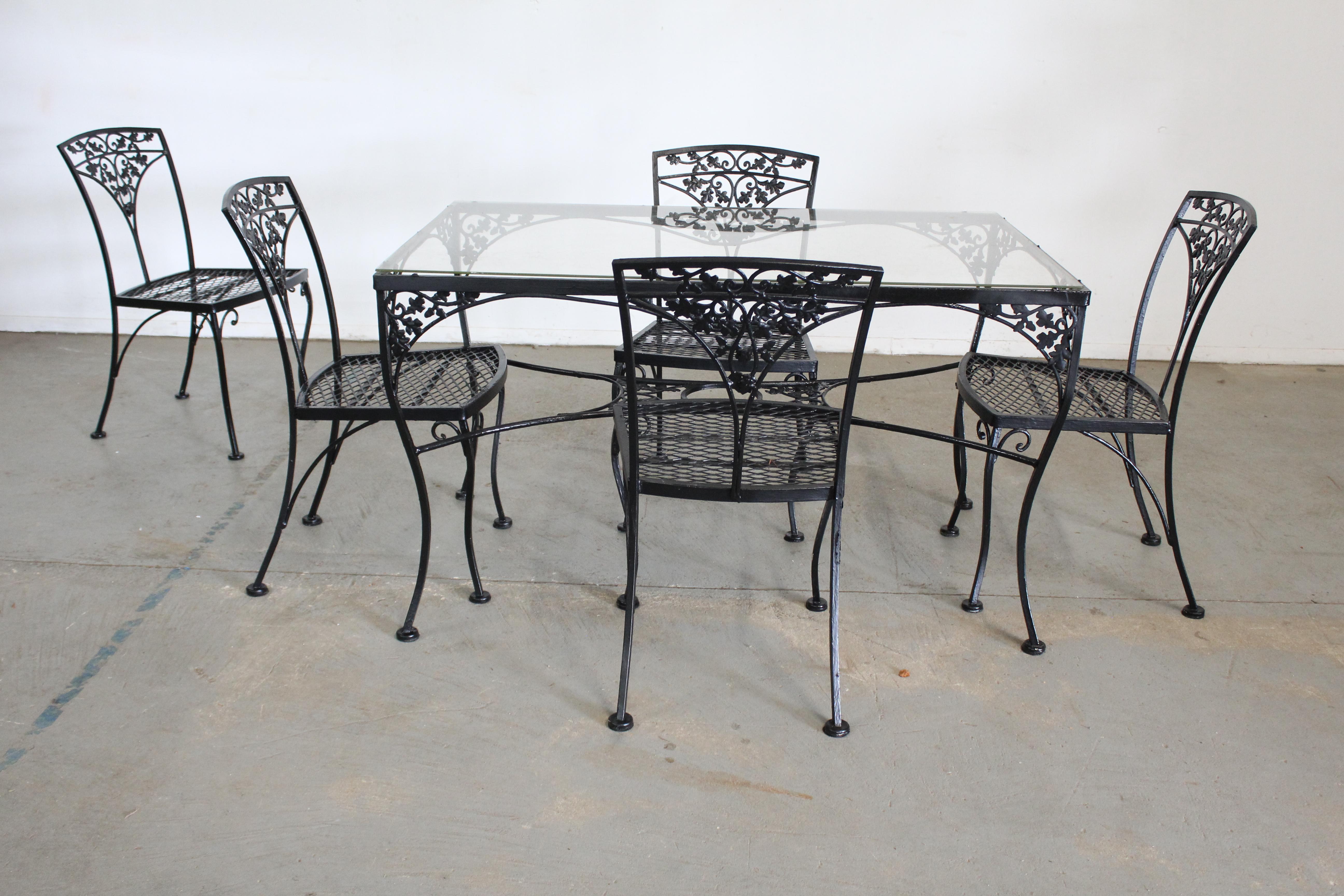 Vintage Heavy Iron Meadowcraft Outdoor Iron Table and 5 Chairs For Sale 8