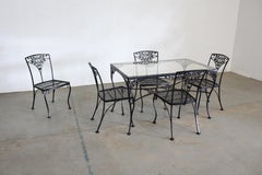 Heavy Iron Woodard Outdoor-Eisentisch und 5 Stühle aus schwerem Eisen, Vintage