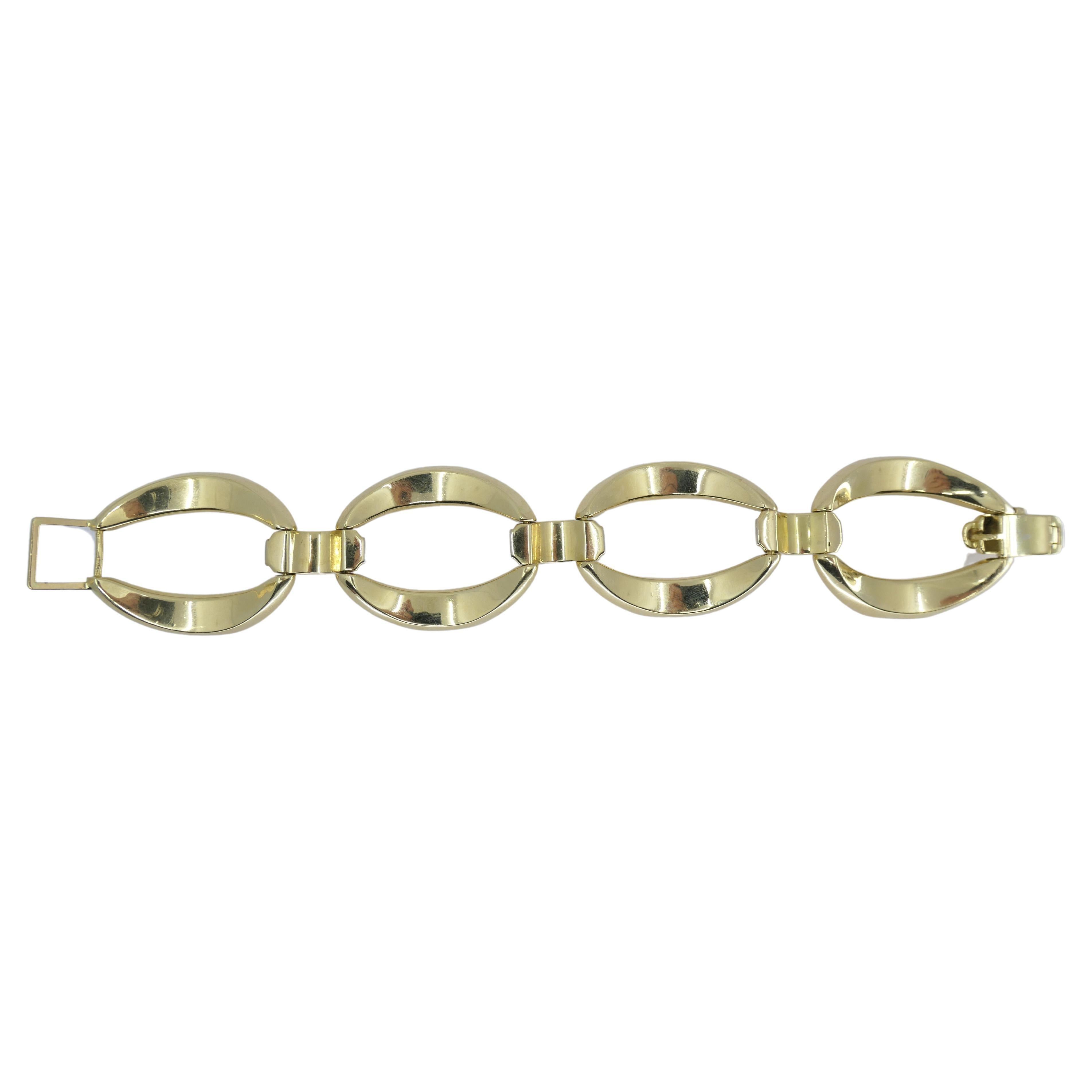 Vintage Heavy Link Gold Bracelet 18k Two-Tone For Sale 3