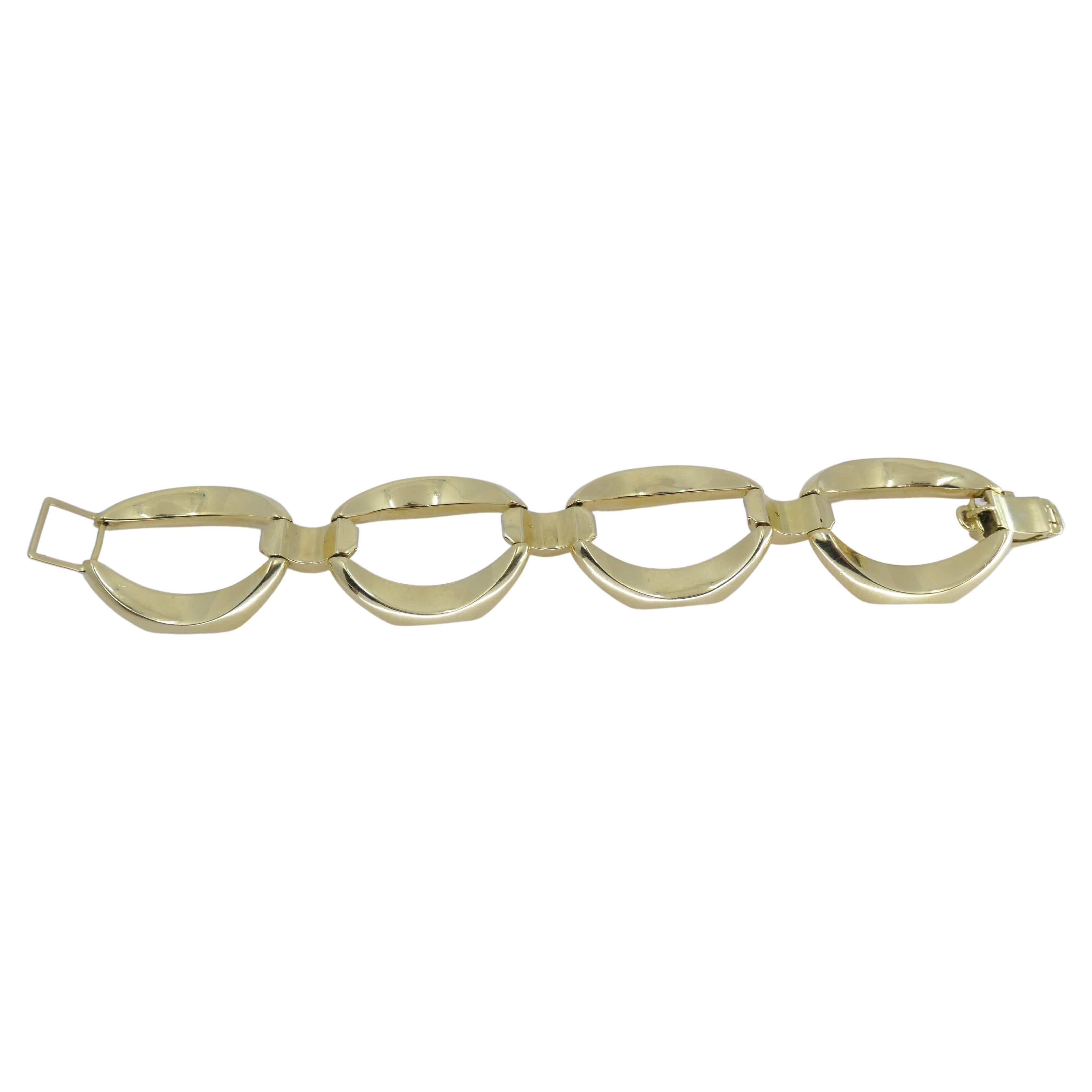 Vintage Heavy Link Gold Bracelet 18k Two-Tone For Sale 4
