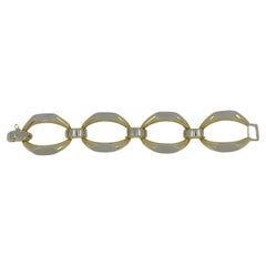 Bracelet bicolore vintage à maillons lourds en or 18 carats