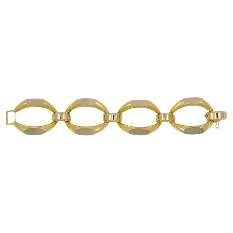 Vintage Heavy Link Gold Bracelet 18k Two-Tone