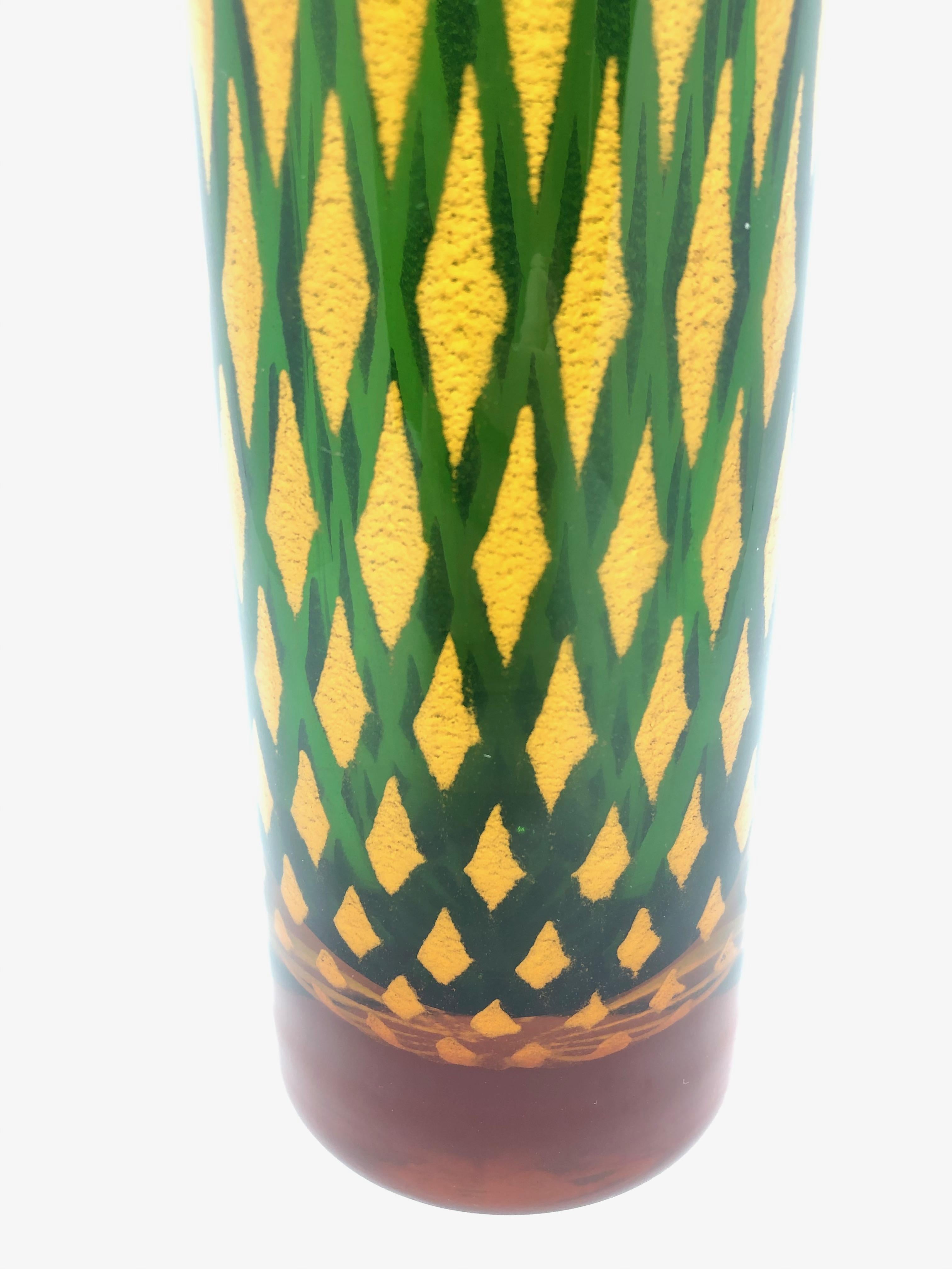 Schwere Murano Galliano Ferro-Kunstglas-Zylindervase im Vintage-Stil, Italien, 1970er Jahre im Zustand „Gut“ im Angebot in Nuernberg, DE
