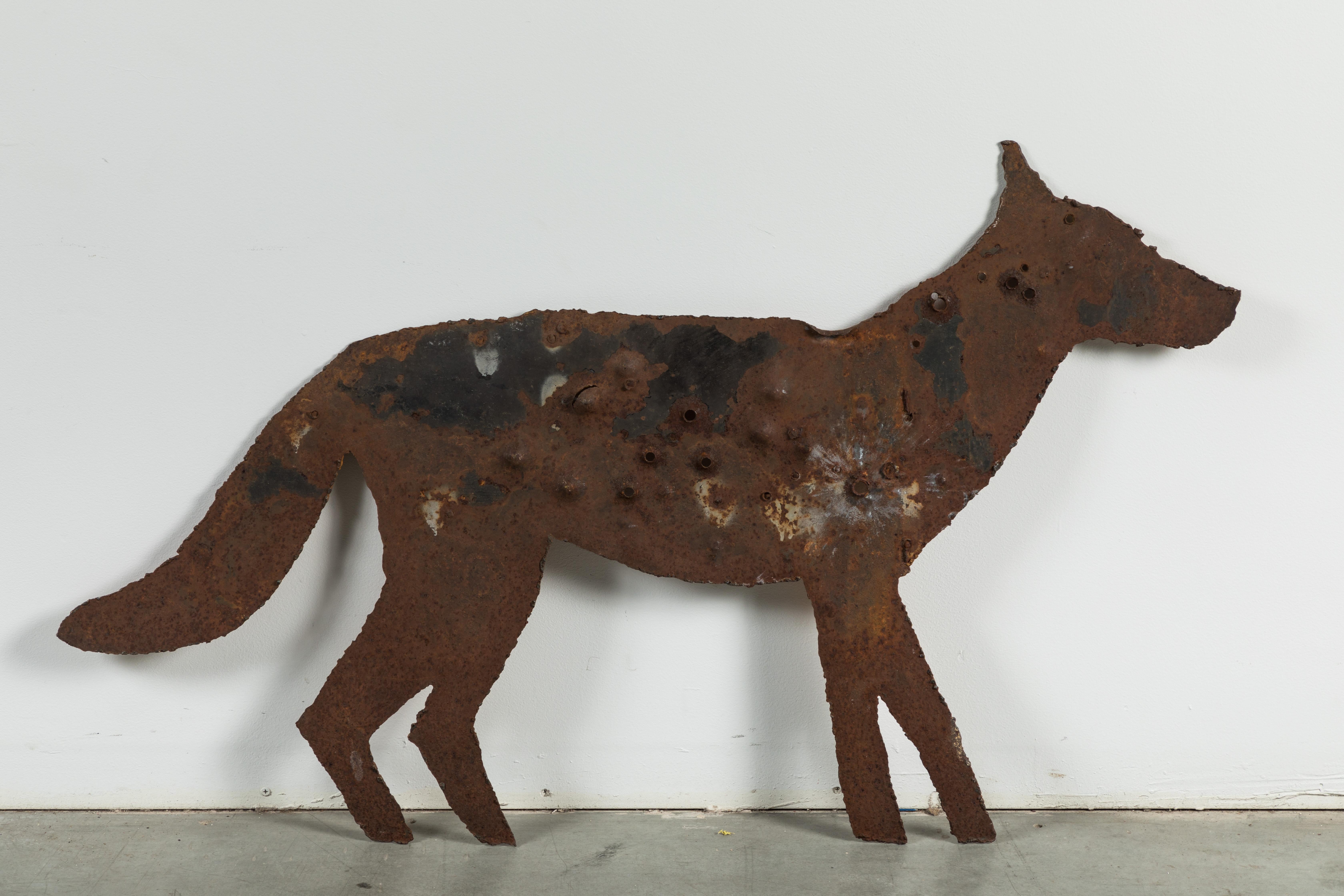 Vintage Heavy Sheet Iron Orange Coyote Dog Folk Art Targets 5