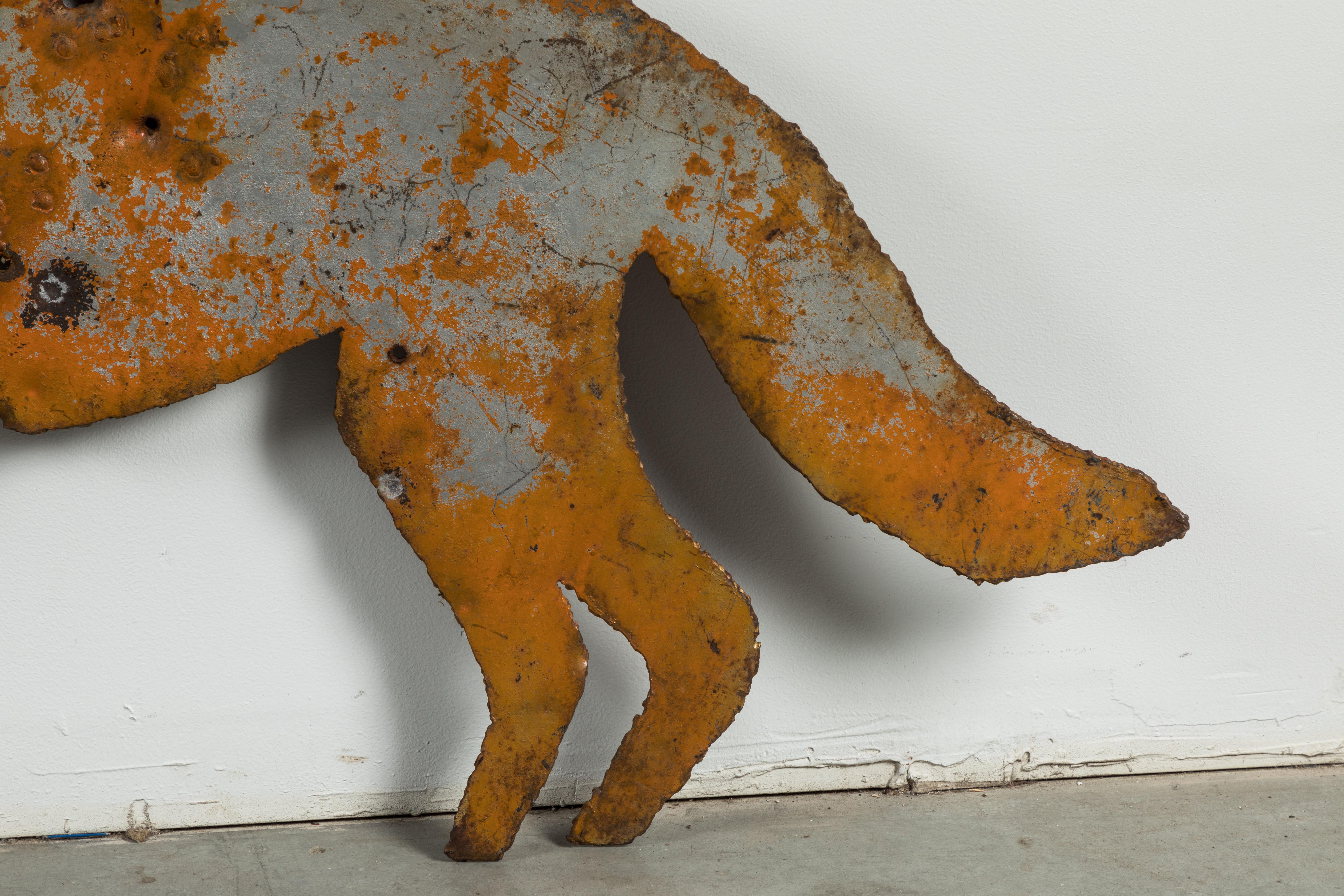 Hand-Crafted Vintage Heavy Sheet Iron Orange Coyote Dog Folk Art Targets