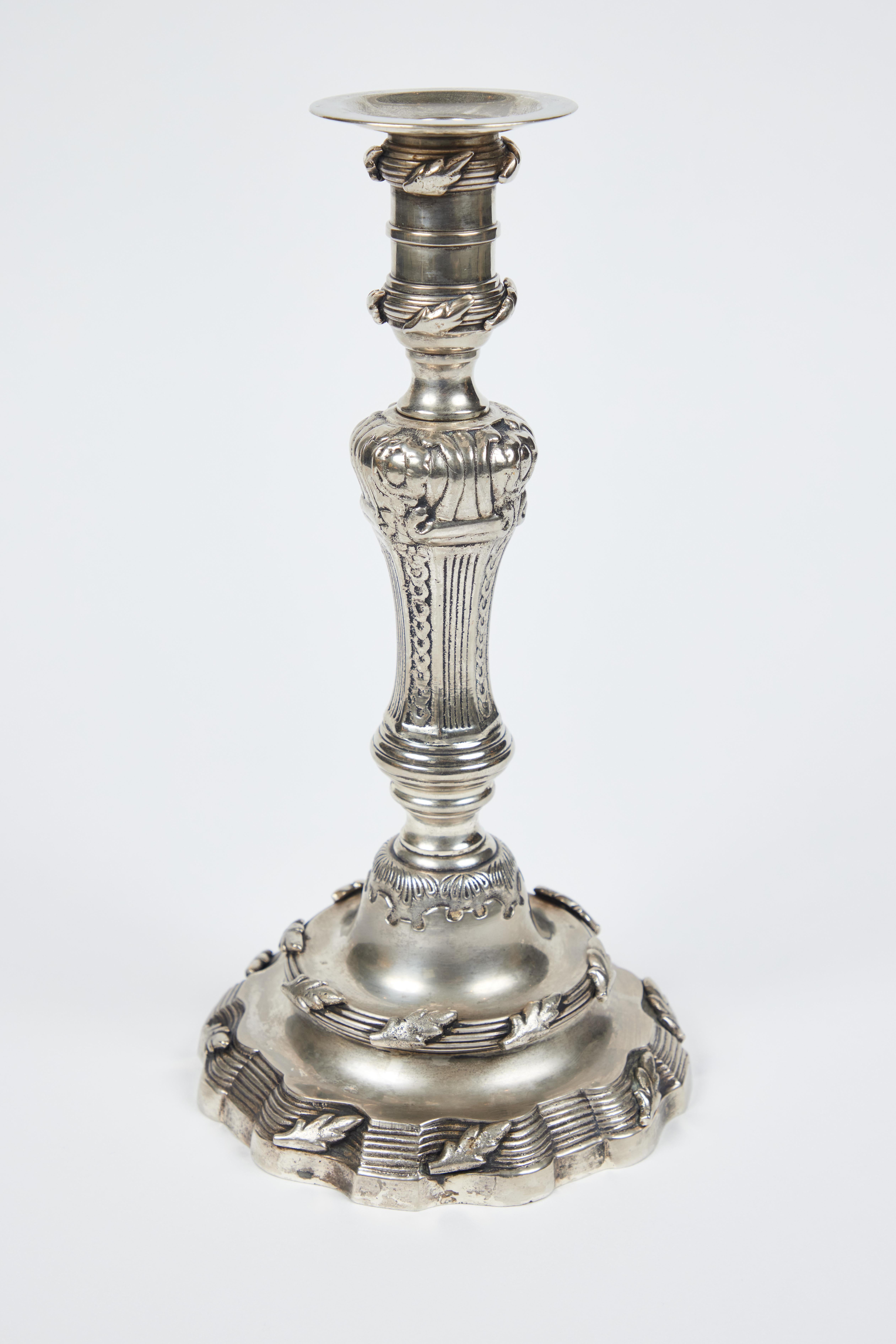Vintage Heavy Silverplate Candle Sticks In Good Condition In Pasadena, CA