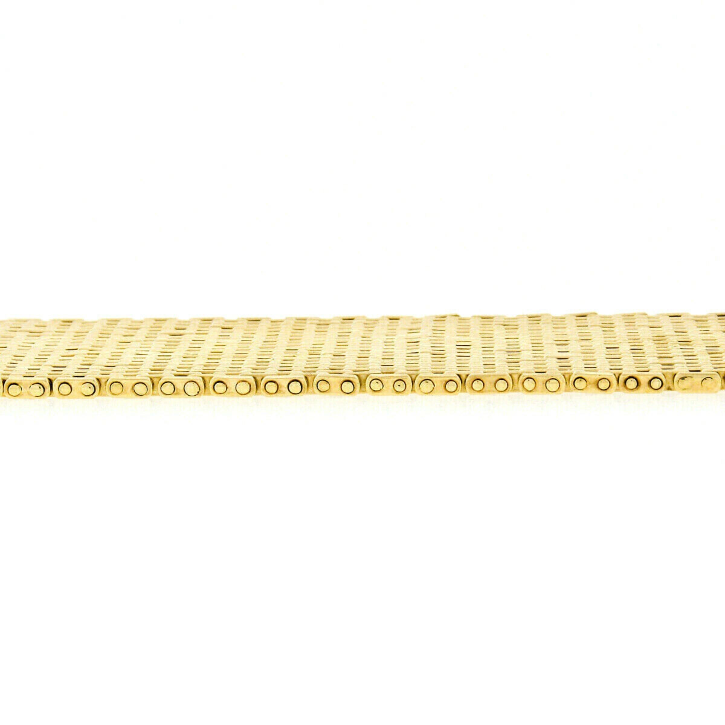 Vintage Heavy Solid 14k Gold Wide Adjustable Fancy Link Chain Buckle Bracelet In Good Condition In Montclair, NJ