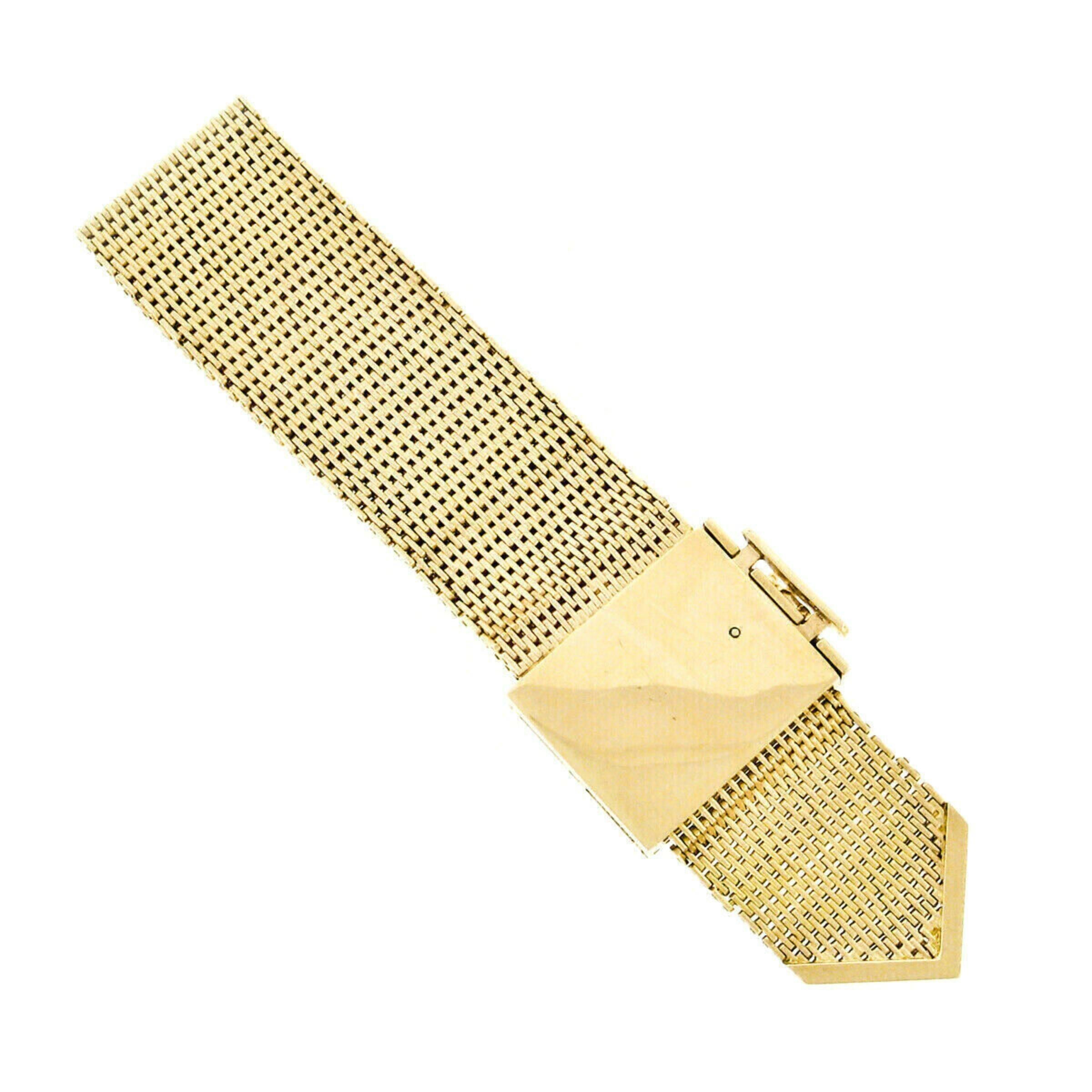 Vintage Heavy Solid 14k Gold Wide Adjustable Fancy Link Chain Buckle Bracelet 3
