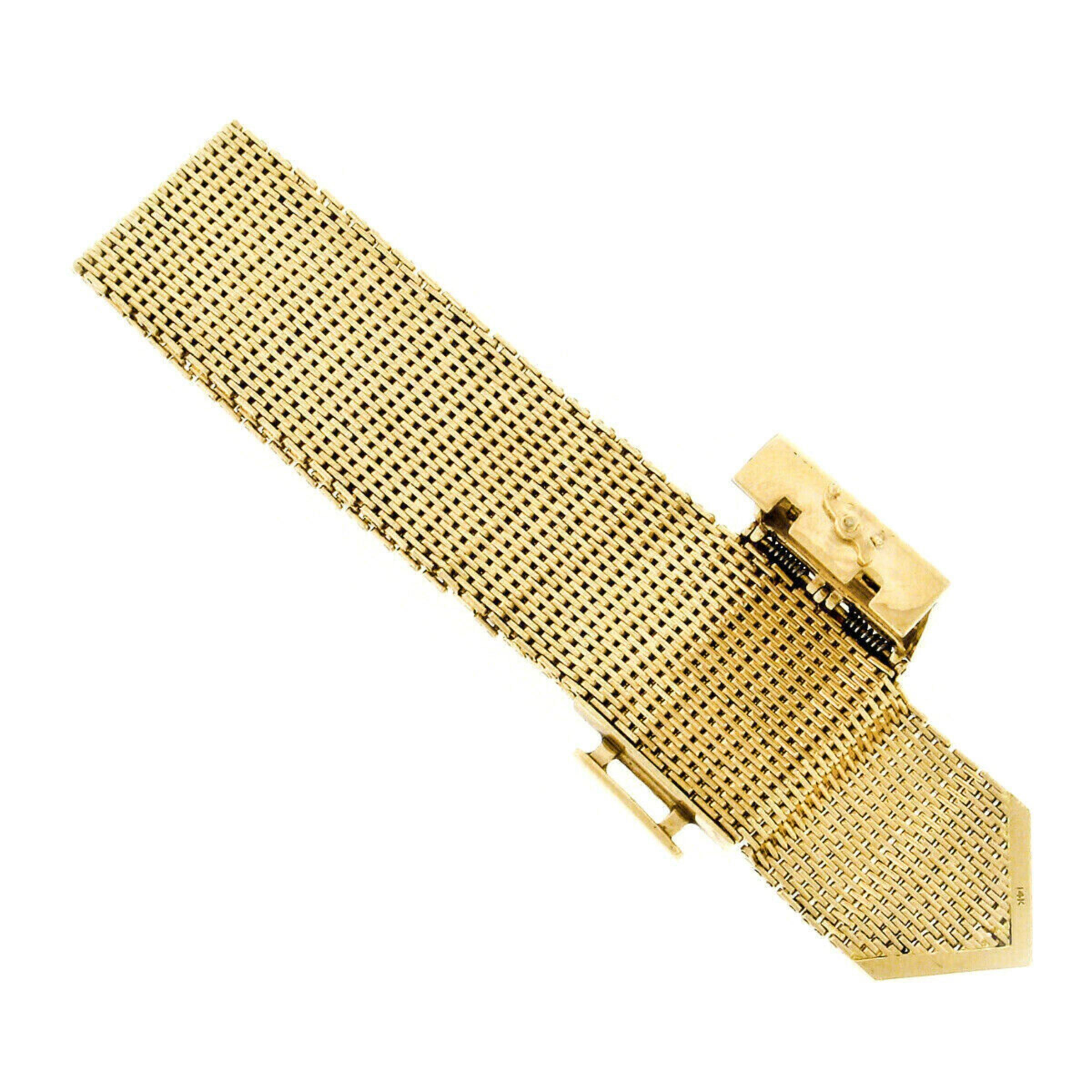 Vintage Heavy Solid 14k Gold Wide Adjustable Fancy Link Chain Buckle Bracelet 4