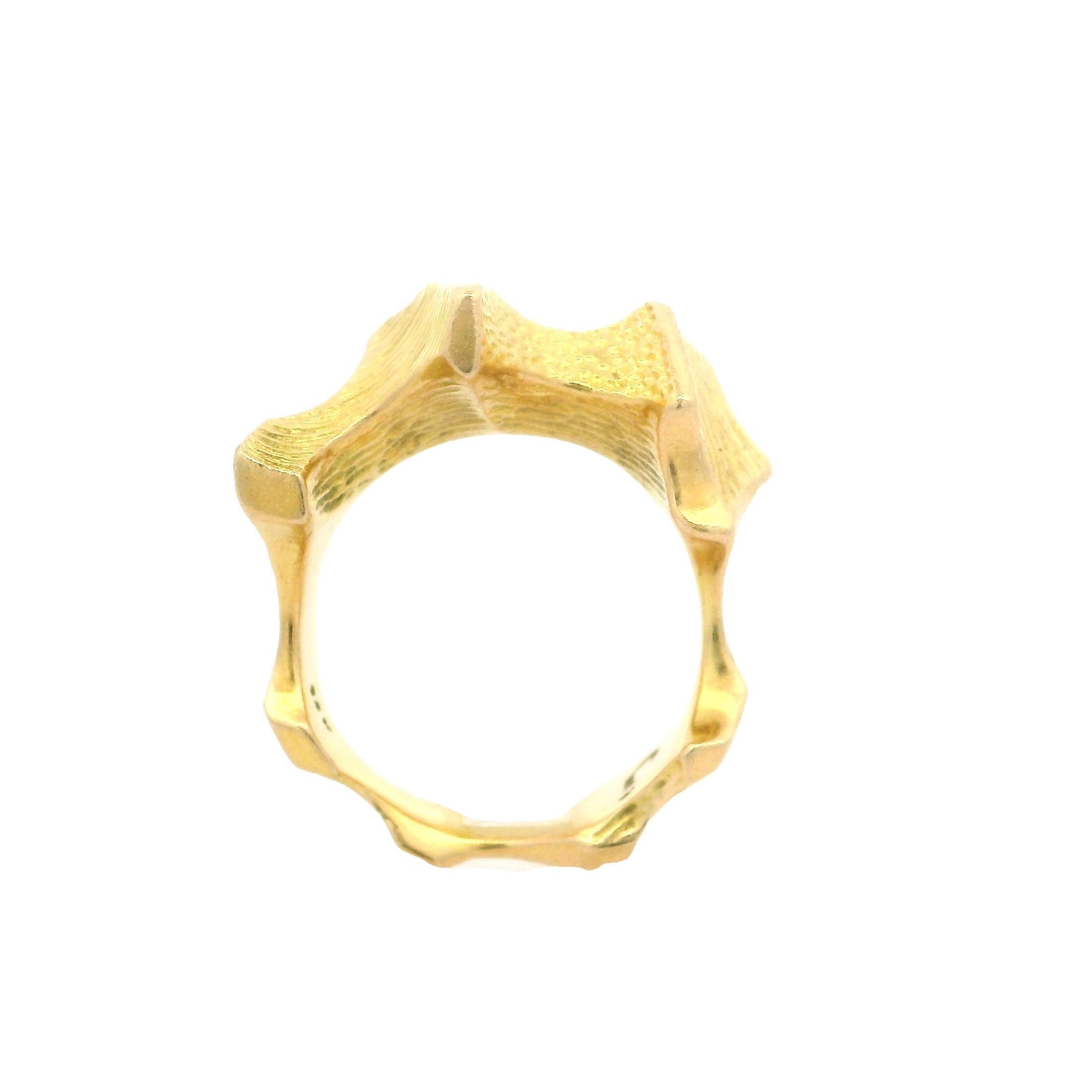 Vintage Heavy Solid 14k Yellow Gold Textured Freeform Band Ring sz 6.5 For Sale 1