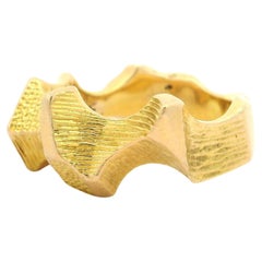 Vintage Heavy Solid 14k Yellow Gold Textured Freeform Band Ring sz 6.5