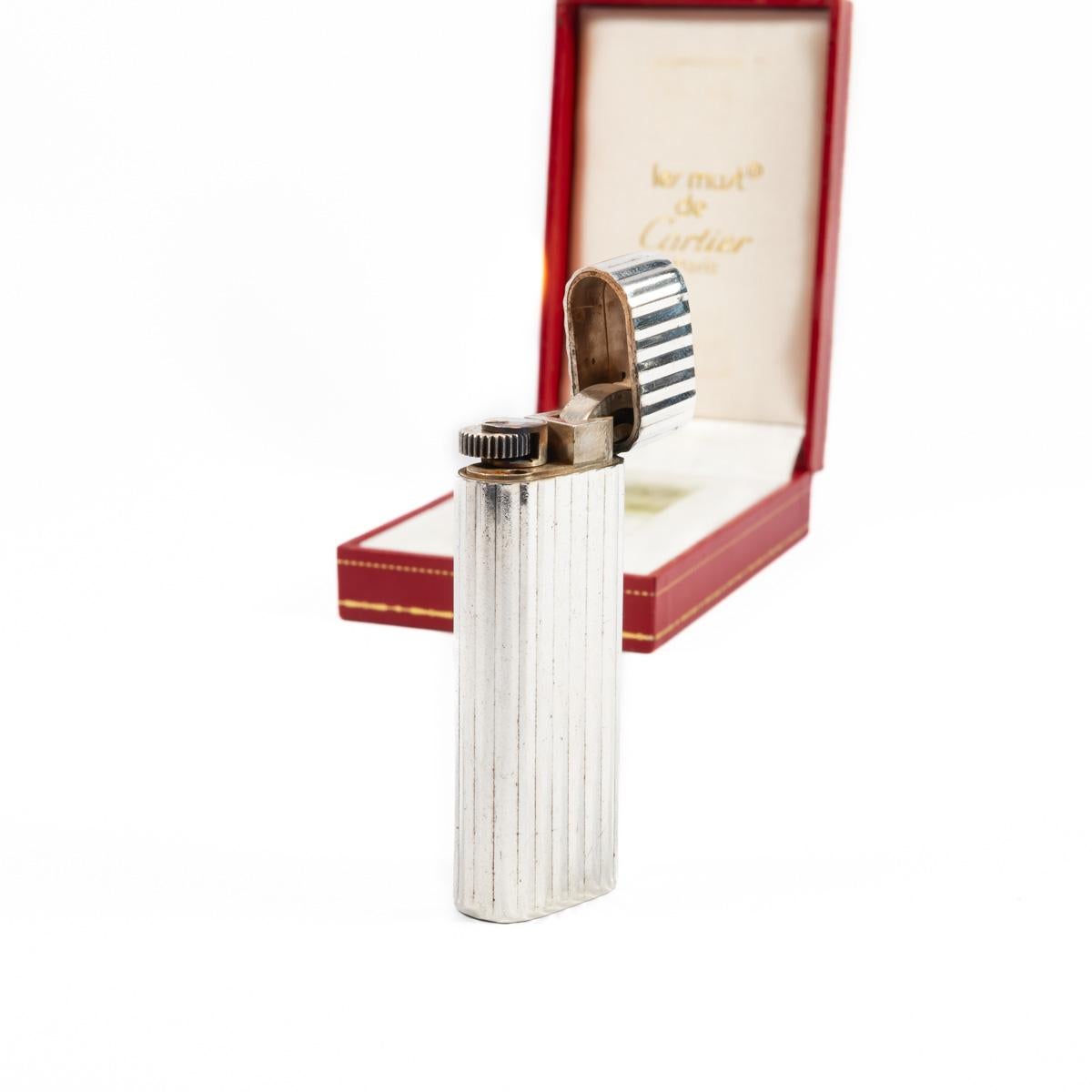Vintage Heavy Solid 925 Silver sleeved Cartier Les must Lighter Complete in box 4