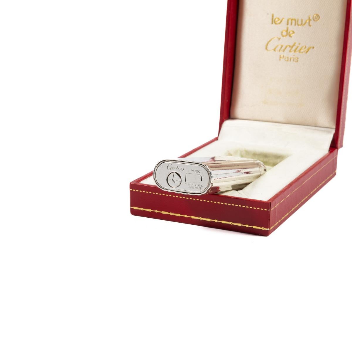 Vintage Heavy Solid 925 Silver sleeved Cartier Les must Lighter Complete in box 5