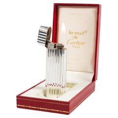 Vintage Heavy Solid 925 Silver sleeved Cartier Les must Lighter Complete in box
