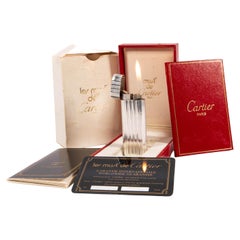 Vintage Heavy Solid 925 Silver sleeved Cartier Les must Lighter Complete in box