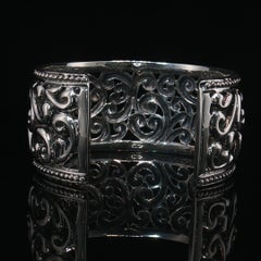 Vintage Heavy Sterling Silver 925 Openwork Scroll Cuff Bracelet Beaded 86.6g