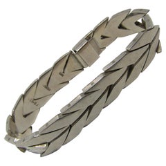 Vintage Heavy Taxco Mexico Sterling Silver Link Bracelet