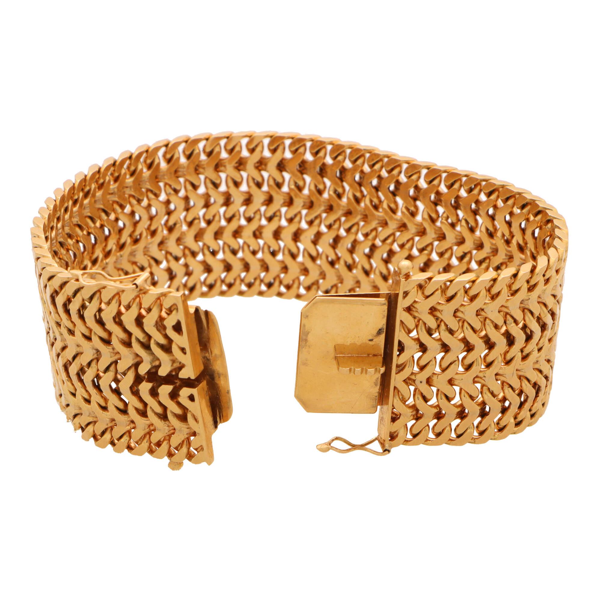 Women's or Men's Vintage Heavy Weight Mesh Bracelet in 18k Rose Gold  For Sale