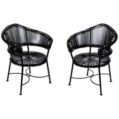 Vintage Heavy Wrought Iron Patio Chairs 'Pair'