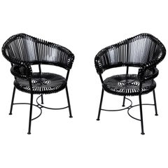 Vintage Heavy Wrought Iron Patio Chairs 'Pair'