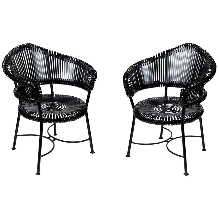 Vintage Heavy Wrought Iron Patio Chairs Pair For Sale At 1stdibs