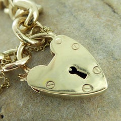 Vintage Heavy Yellow Gold Curb Bracelet with Padlock