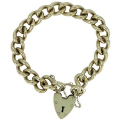 Vintage Heavy Yellow Gold Curb Bracelet with Padlock