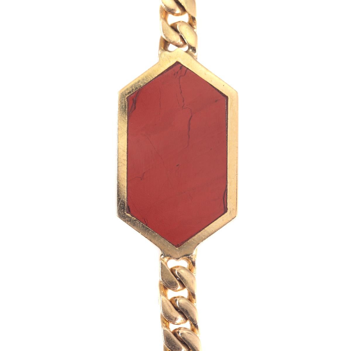 Vintage Hefty 18 Karat Long Gold Necklace with Pietra Dura Stones Decoration For Sale 4