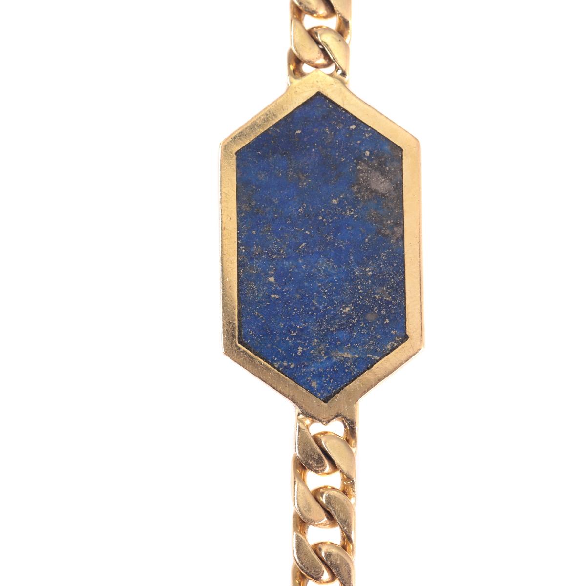 Vintage Hefty 18 Karat Long Gold Necklace with Pietra Dura Stones Decoration For Sale 5