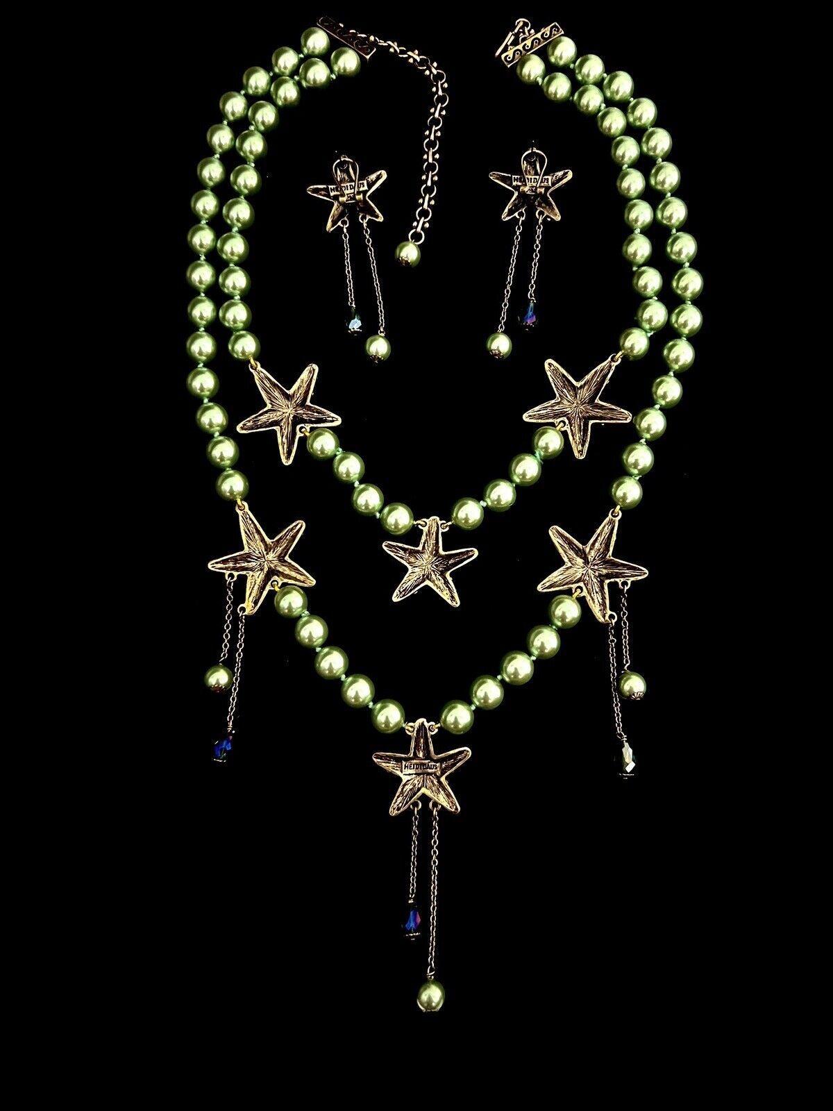 Modern Vintage HEIDI DAUS Designer Signed Crystal Star Necklace and Earrings For Sale