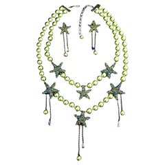 Vintage HEIDI DAUS Designer Signed Crystal Star Necklace and Earrings