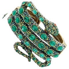 Vintage Heidi Daus Designer Signed Sparkling Crystal Serpent Snake Cuff Bracelet