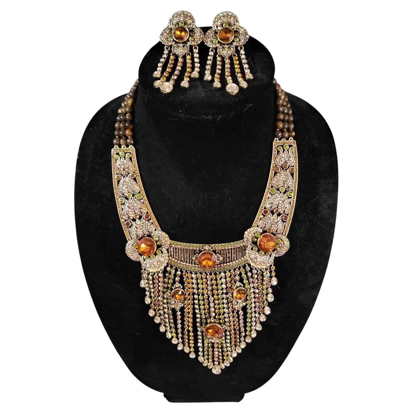 Vintage Heidi Daus Signed Designer Crystal Necklace and Earrings at 1stDibs  | heidi jewelry designer, heidi daus necklace set, crystal necklace design