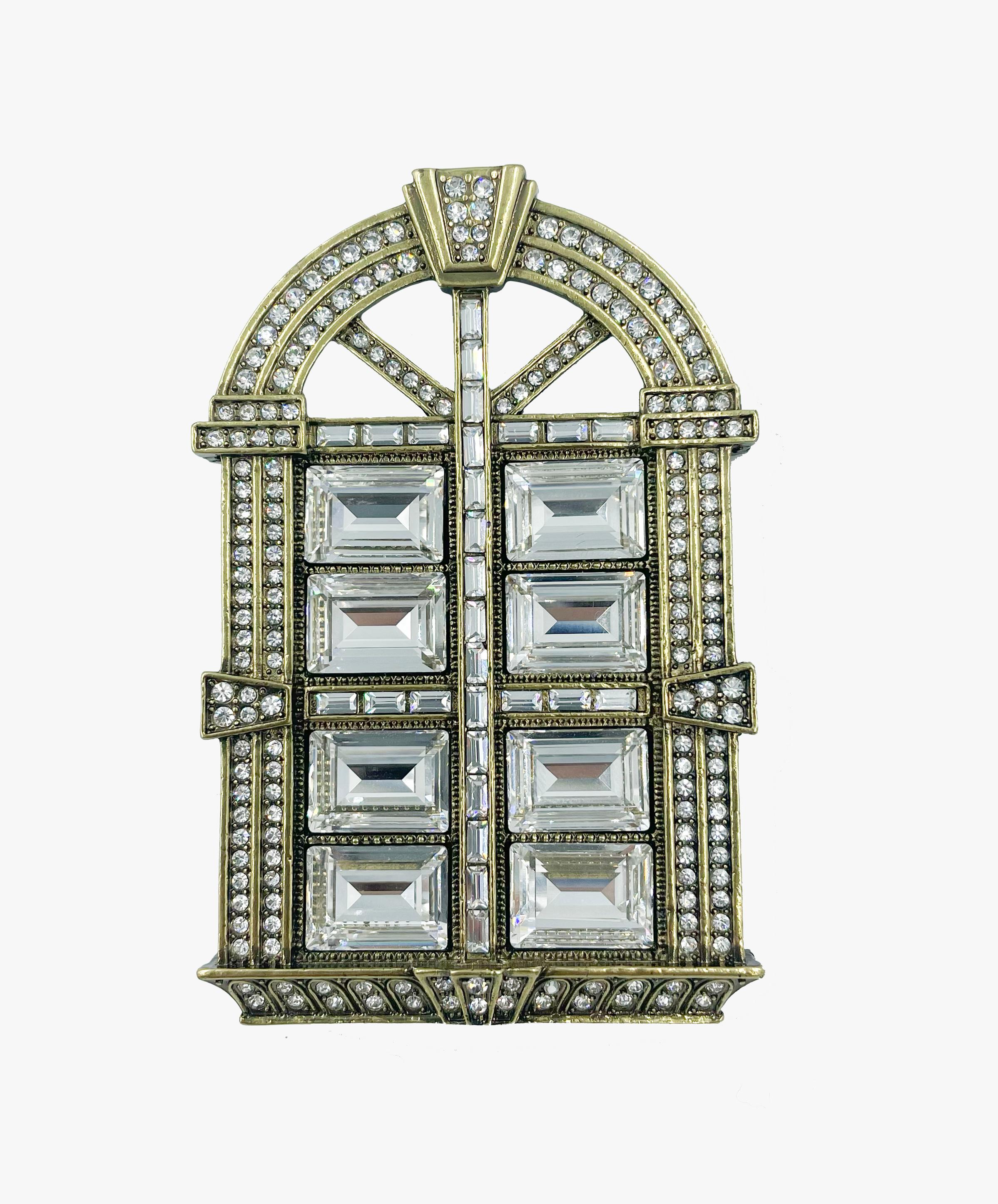 Art Deco Vintage Heidi Daus Window Swarovski Crystal Brooch For Sale