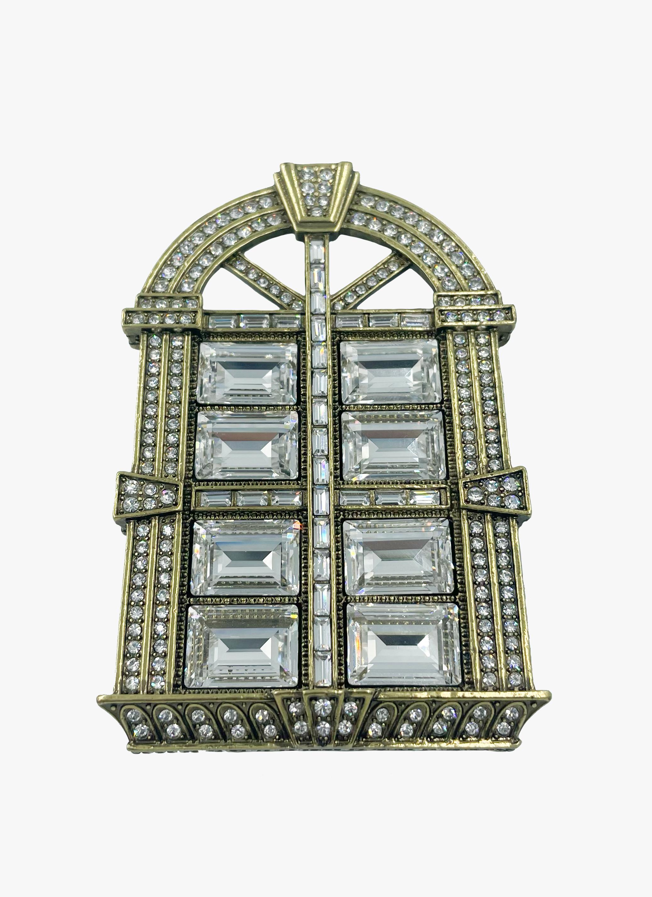 Vintage Heidi Daus Window Swarovski Crystal Brooch In Good Condition For Sale In New York, NY