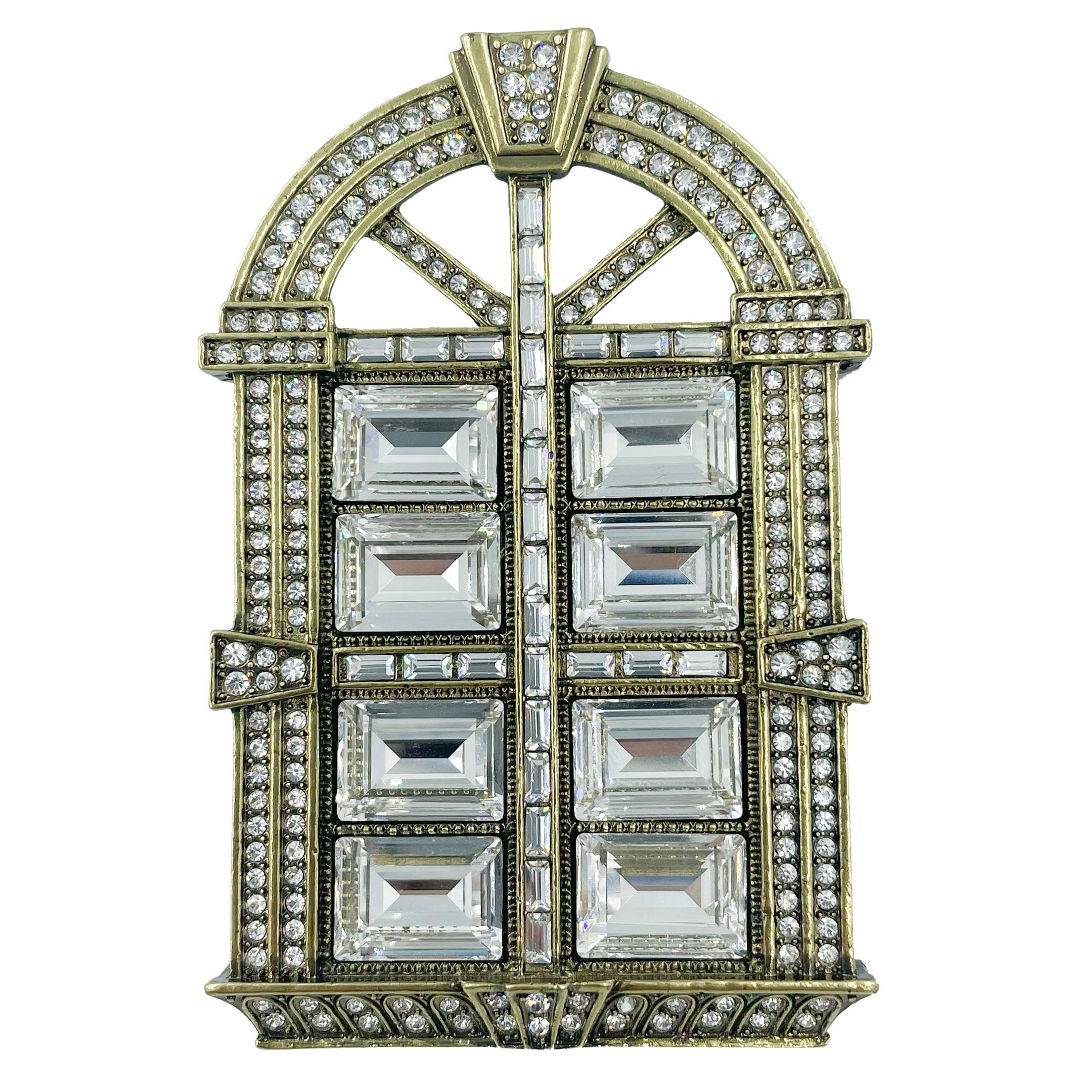 Vintage Heidi Daus Window Swarovski Crystal Brooch For Sale