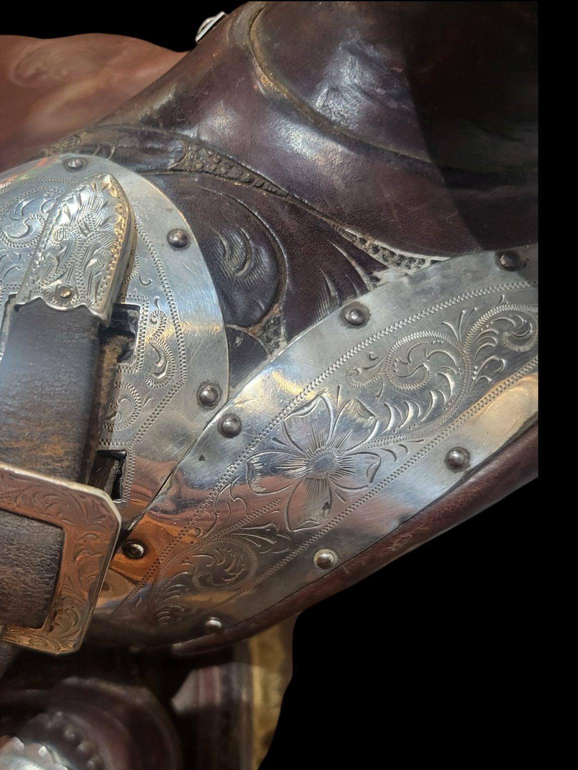 Sella da parata Heiser d'epoca con accenti in argento sterling Bohlin C.C. anni '40 in vendita 4