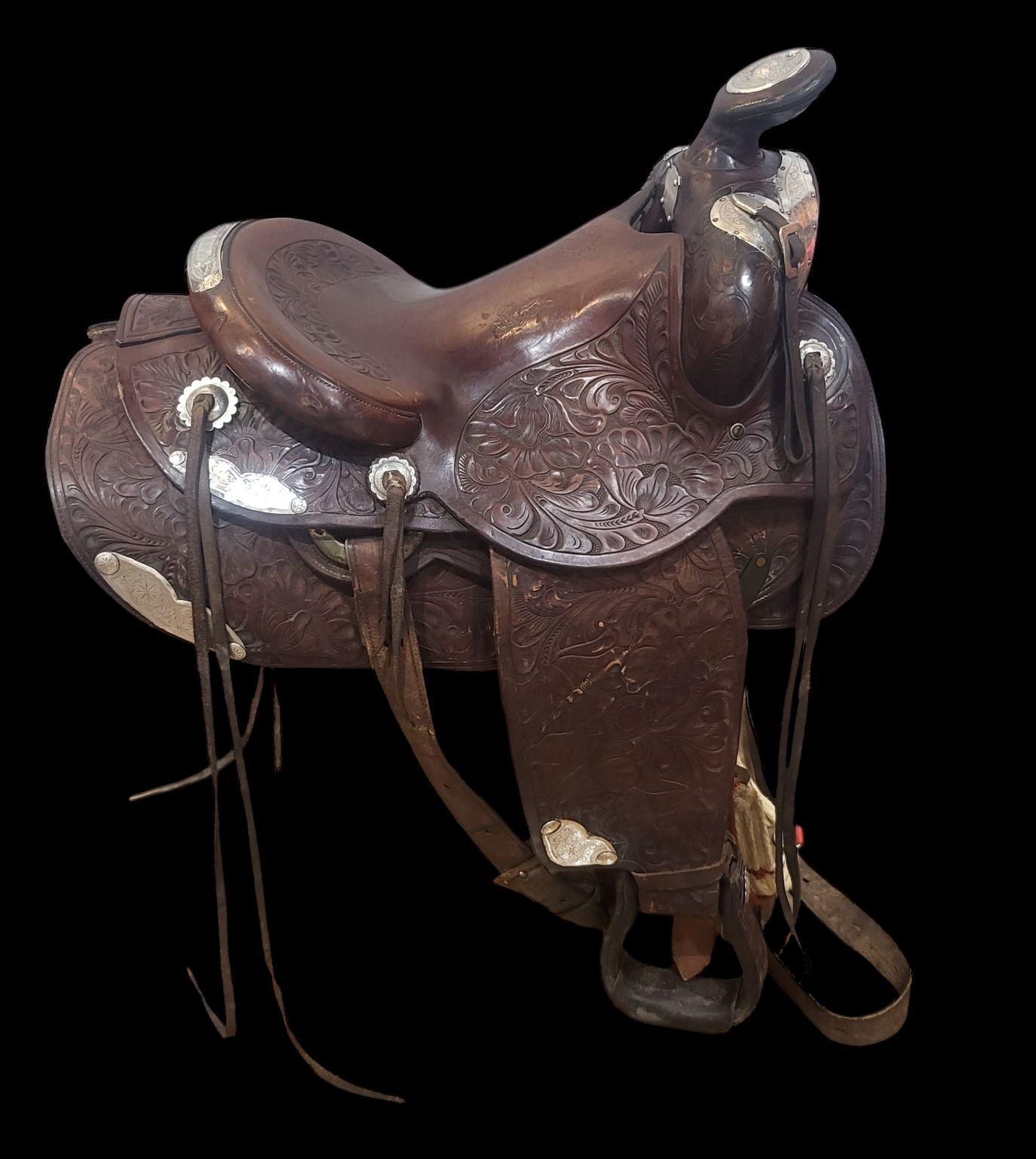 Americano Sella da parata Heiser d'epoca con accenti in argento sterling Bohlin C.C. anni '40 in vendita