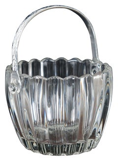 Vintage Heisey Seau à Glace Crystolite Crystal Silver Anse Détachable Barware