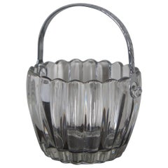 Vintage Heisey Crystolite Crystal Ice Bucket Silver Detachable Handle Barware